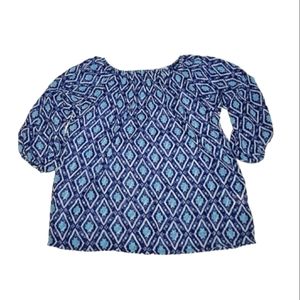 Navy Aztec Chiffon Boho Top Size S by‎ Panhandle Slim